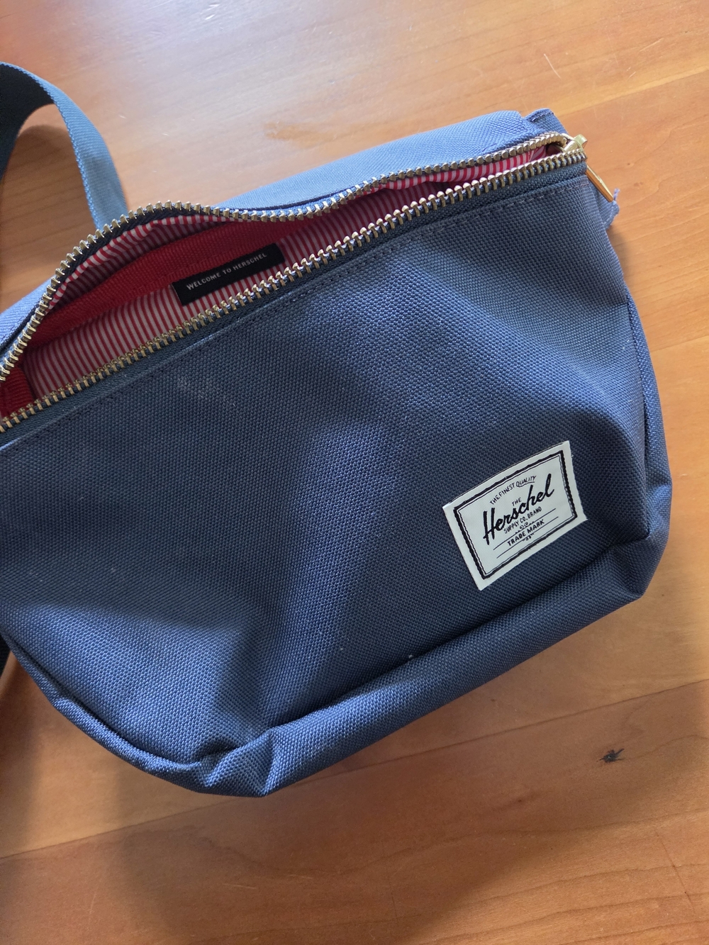 Herschel Supply Company Blue Belt Bag with Red Lining